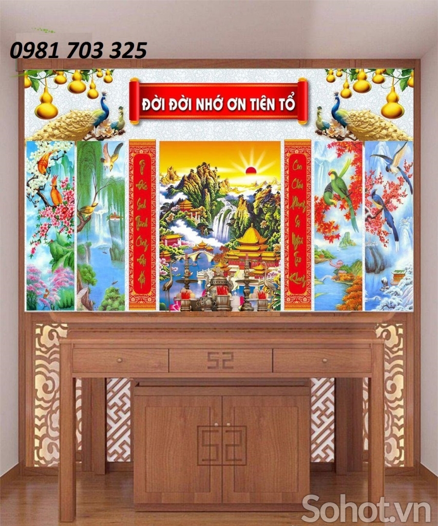 tranh 3D phòng thờ, tranh gạch men