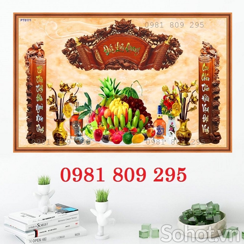 Gạch tranh ban thờ Phúc Lộc thọ