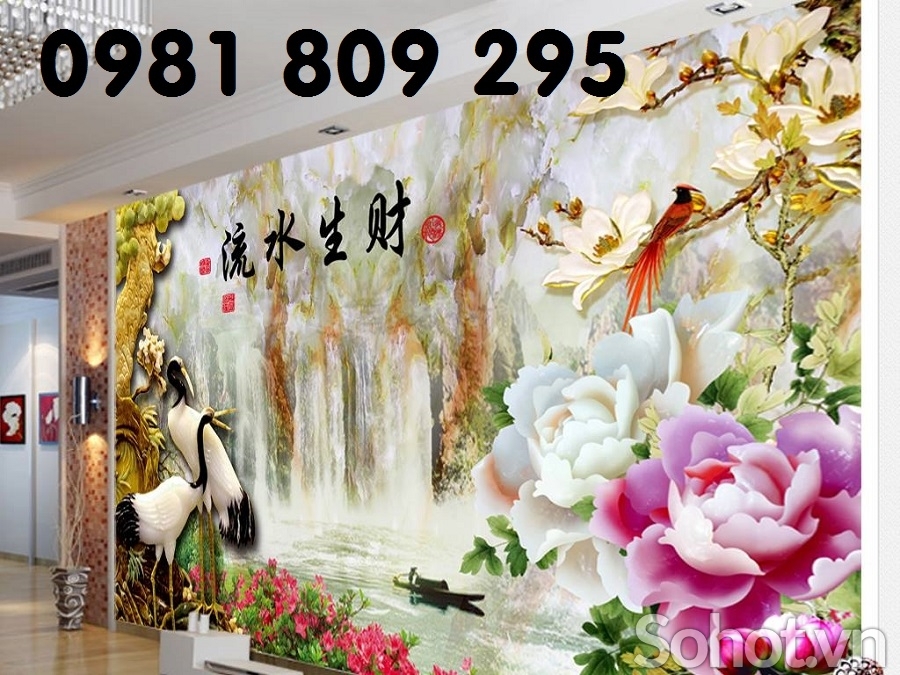 Gạch tranh 3d - tranh gạch tùng hạc