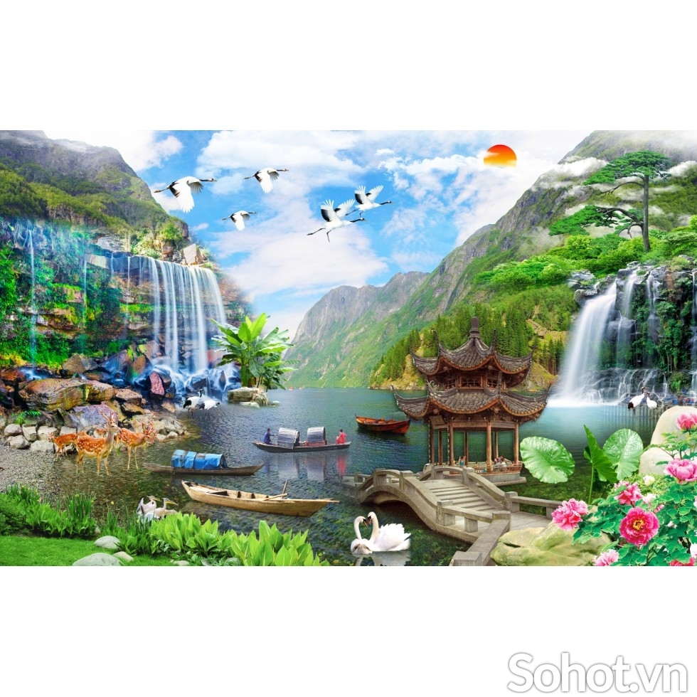 Tranh gạch 3d phong cảnh đồng quê - NXC43