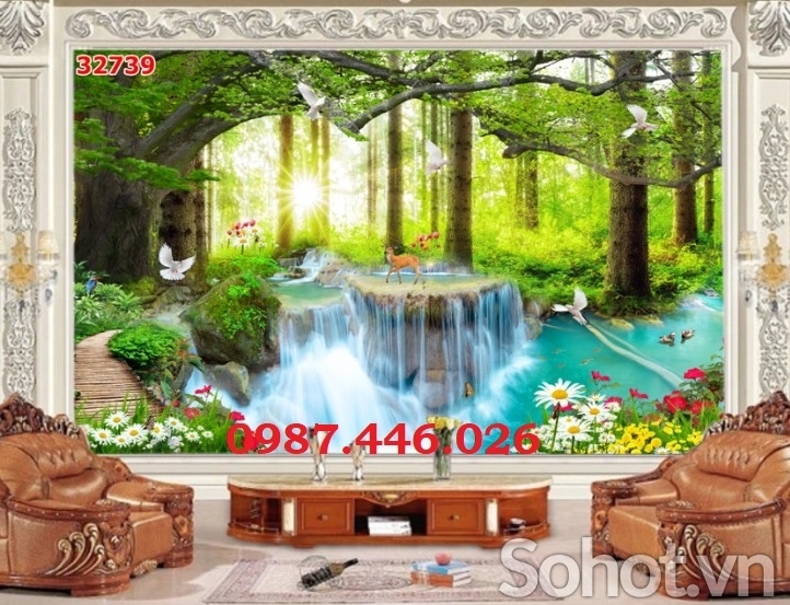 Gạch 3d tranh gạch thác nước HP82734