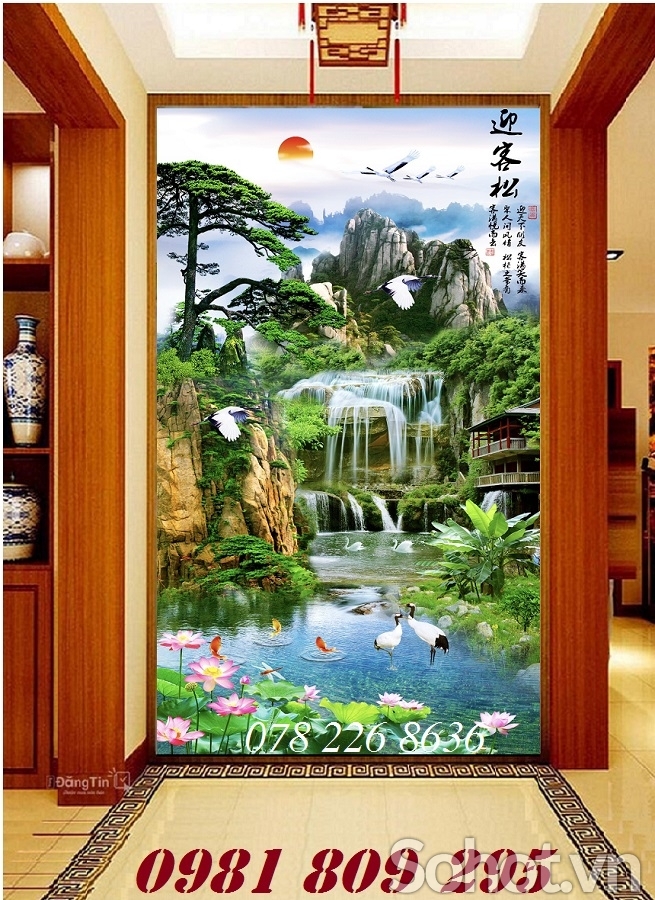 Tranh gạch , gạch ốp tường thác nước