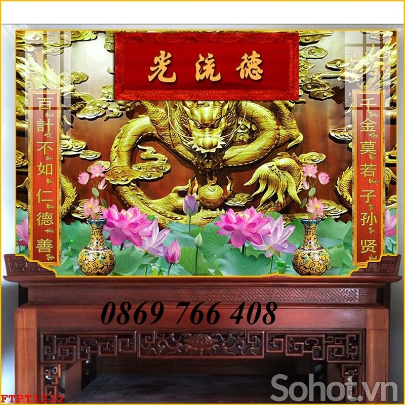 Tranh gạch men ốp phòng thờ 3d