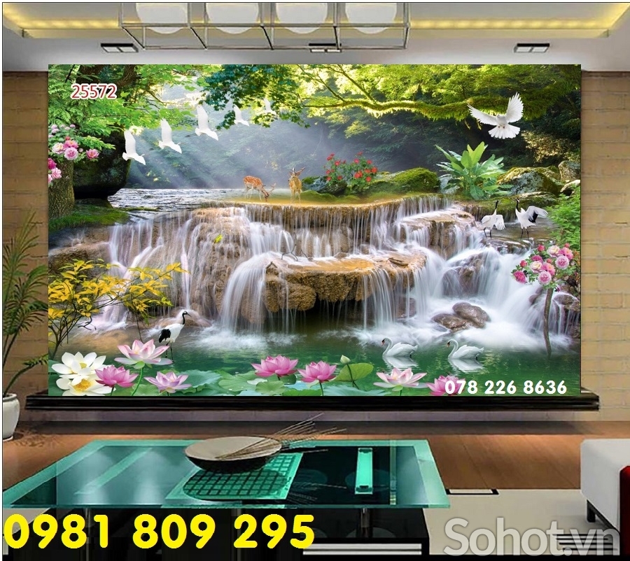 Tranh thác nước 3d - gạch trang trí