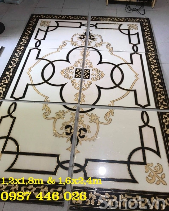 Gạch thảm, gạch nền nhà khắc vàng đẹp HP8283