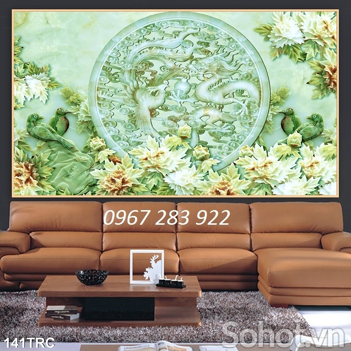 Gạch tranh phong thủy rồng vàng 3d- Tranh phòng thờ