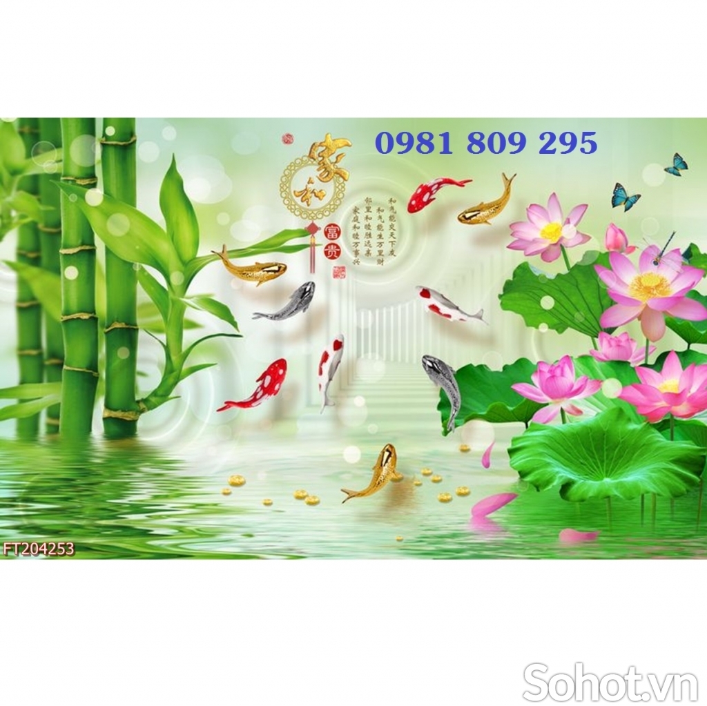 Gạch trang trí 3d hoa sen HS4495