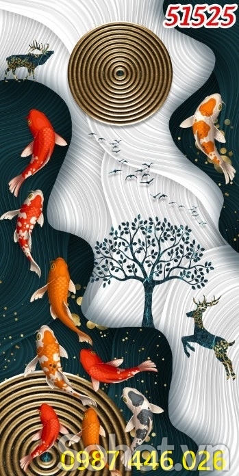 Gạch tranh cá chép HP97373