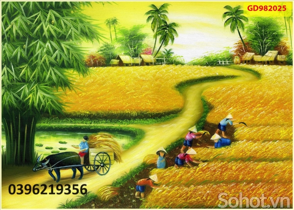 Tranh gạch đồng quê đẹp