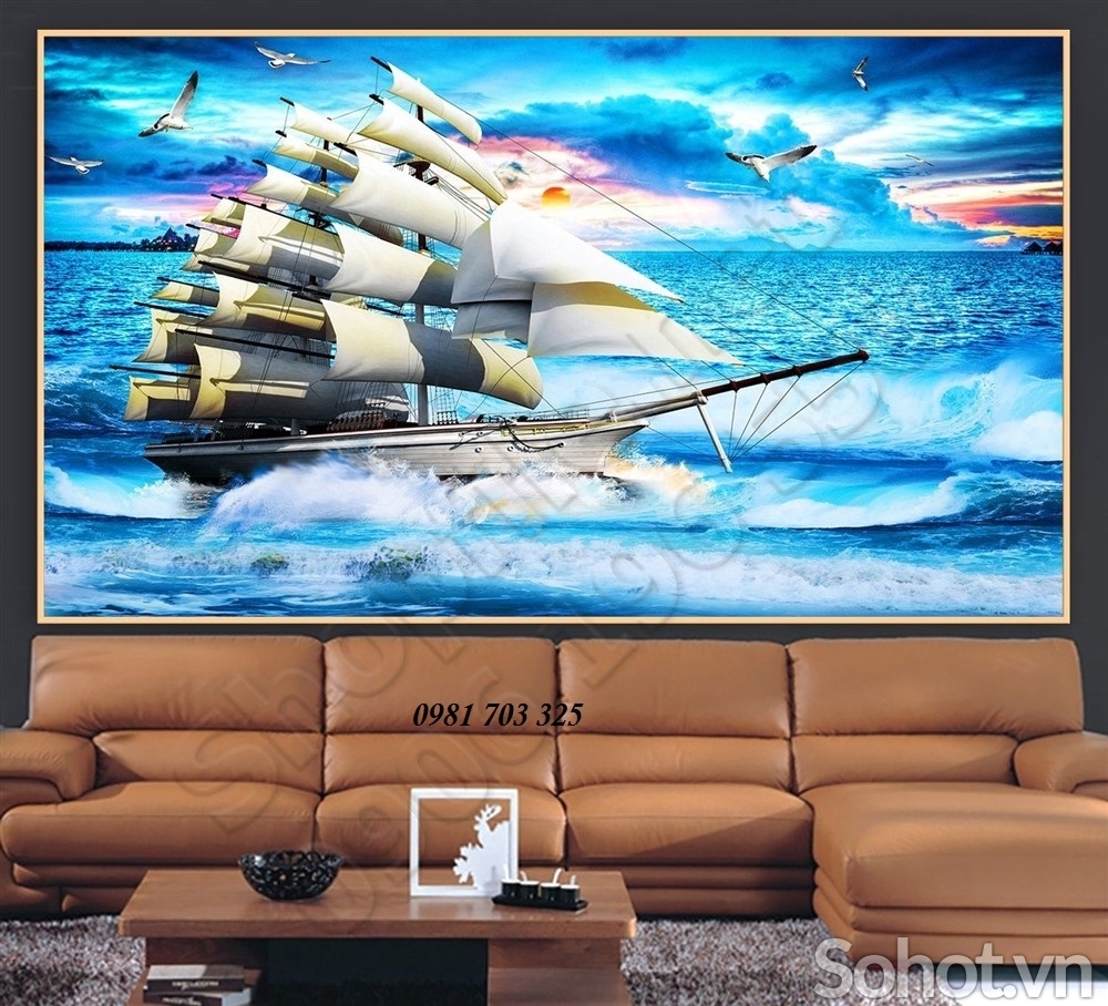 Gạch tranh thuận buồm xuôi gió- gạch 3D