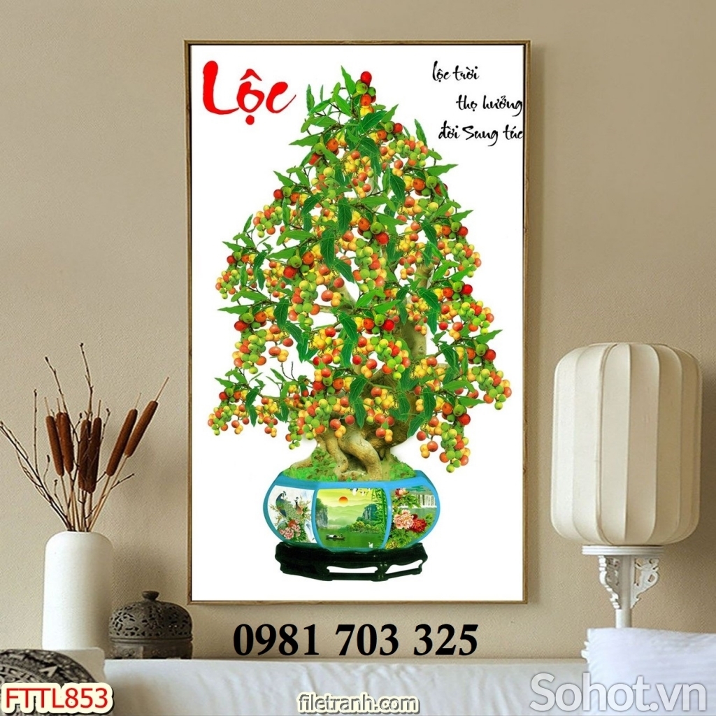 Tranh gạch đẹp 3D hoa mai trang trí