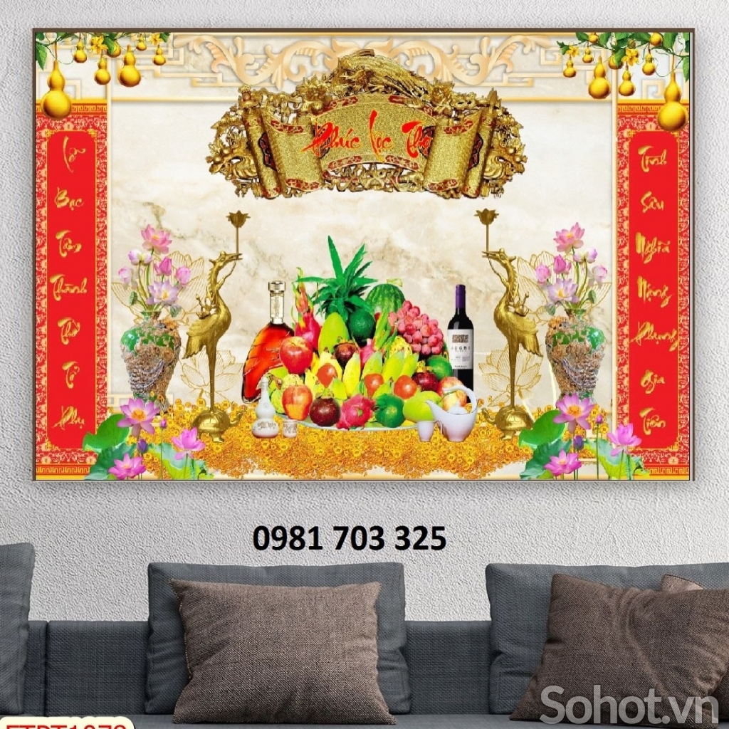 tranh 3D phòng thờ, gạch tranh ốp tường