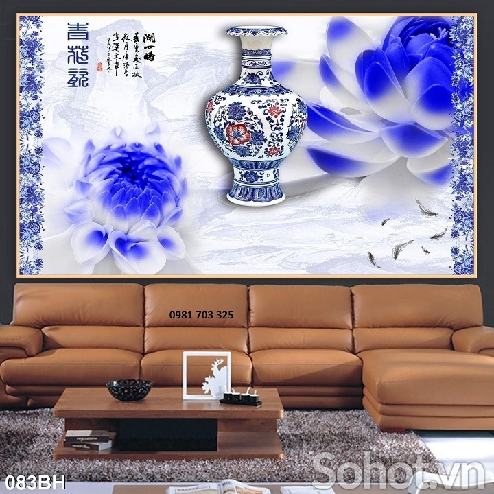 Tranh 3D bình hoa- gạch tranh 3D