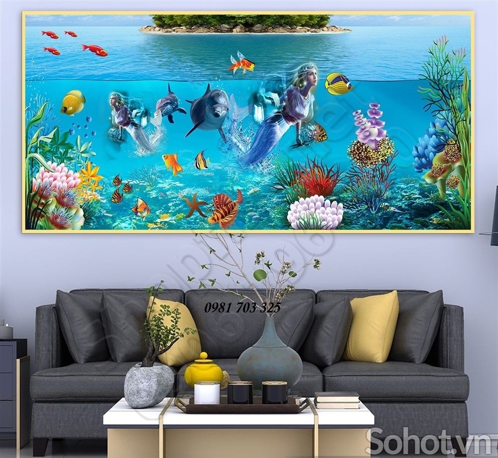 tranh gạch men 3D cá heo