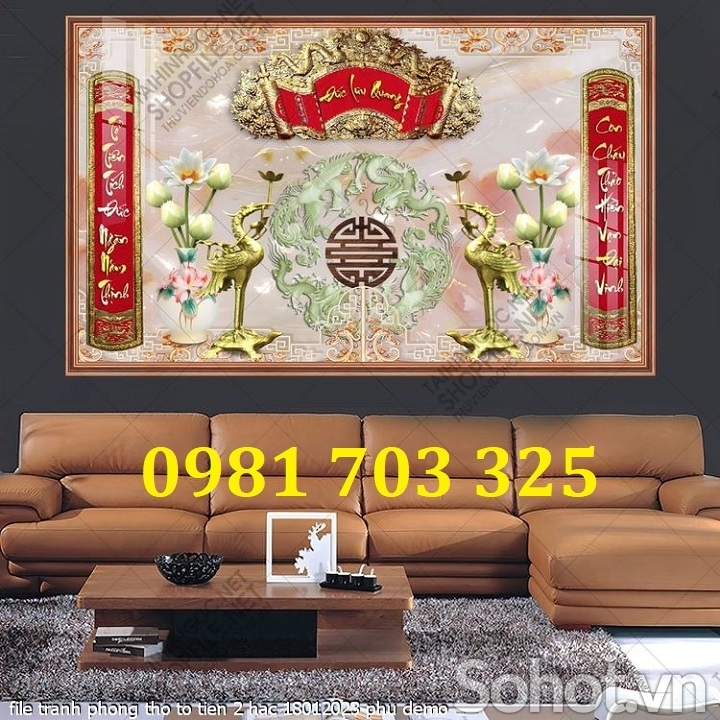 Tranh gạch 3D trang trí phòng thờ đẹp