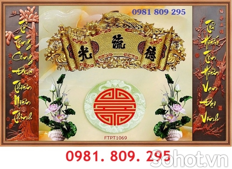 Tranh 3d phòng thờ , tranh gạch men chữ phúc