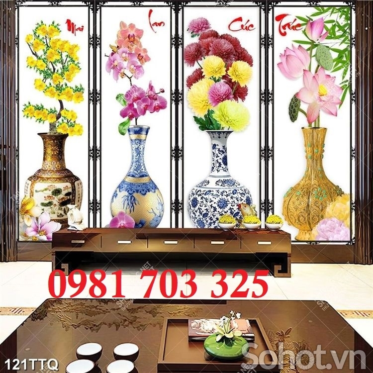 Tranh gạch 3D tứ quý phong thủy