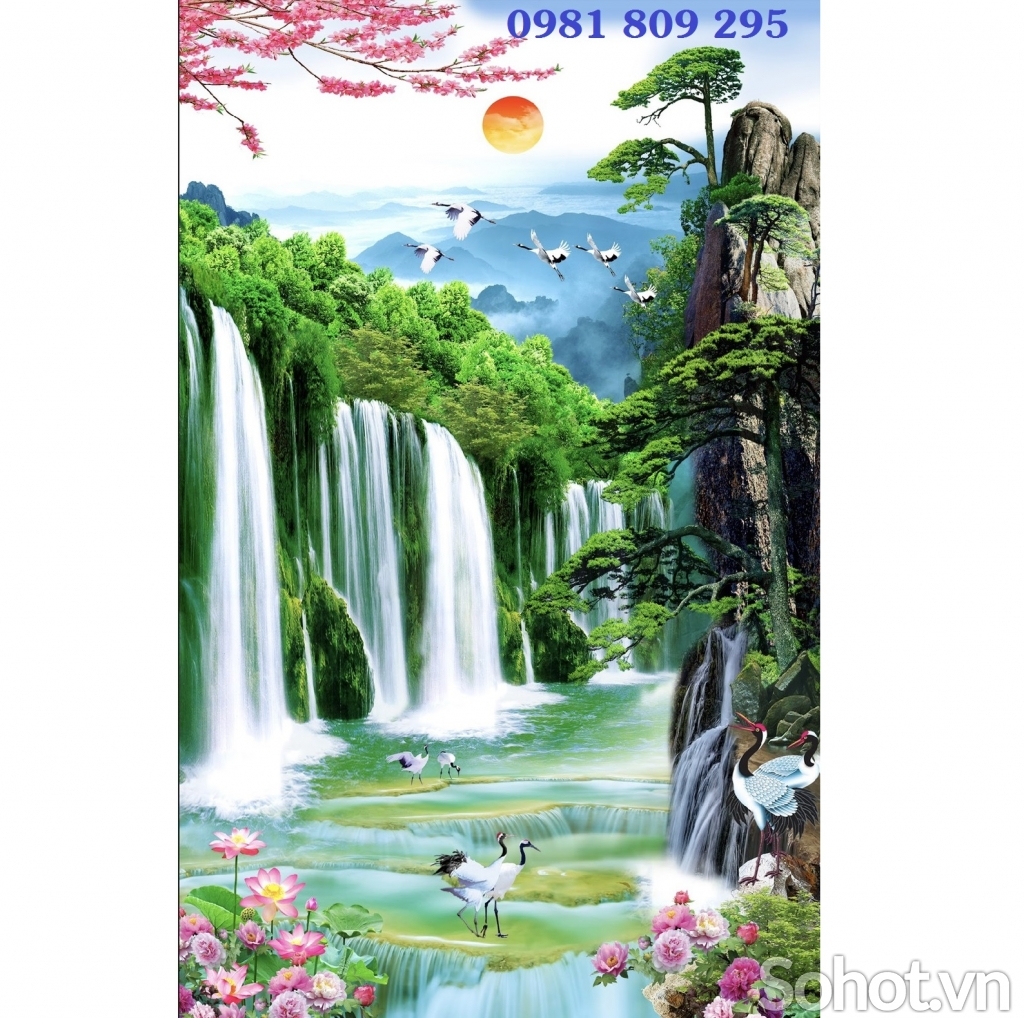 Tranh gạch thác nước - gạch tranh 3d phong cảnh  HP9955