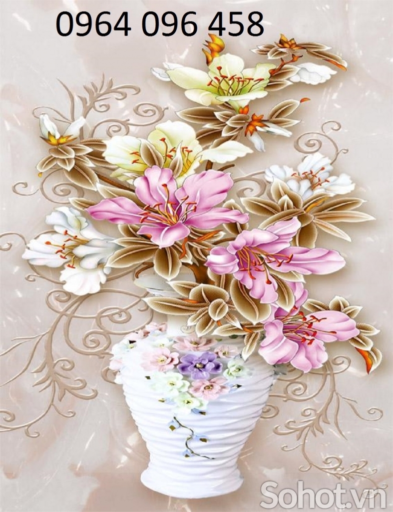 Tranh gạch bình hoa 3d - GVX43