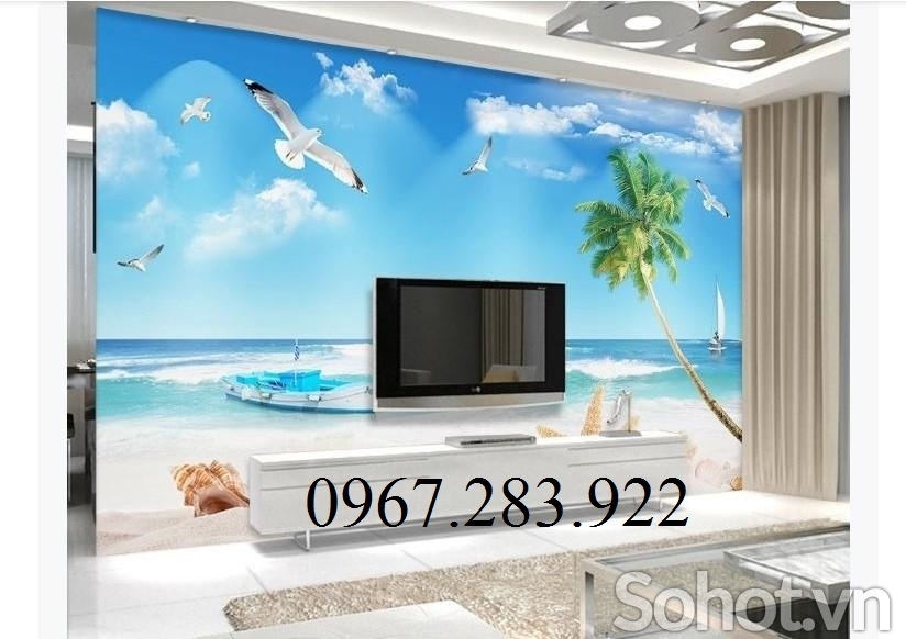 Gạch tranh phong cảnh biển 3d trang trí tường