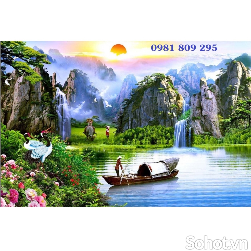 Gạch tranh thuyền buồm , tranh gạch JP211