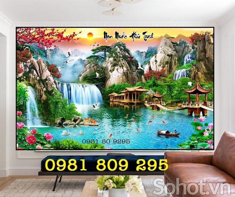 Tranh gạch , gạch 3d ốp tường phòng khách HD939