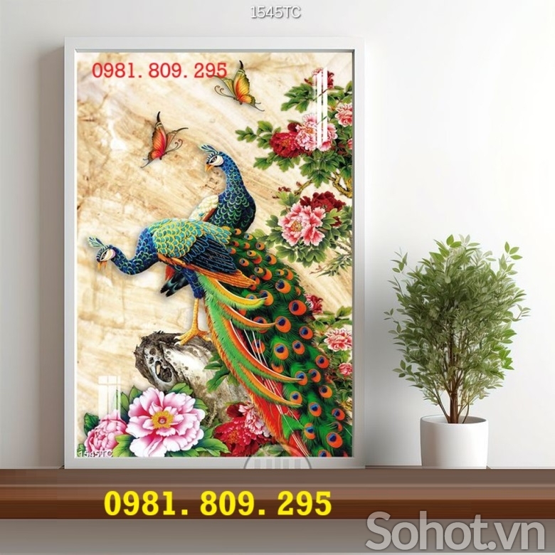 Tranh gạch chim công