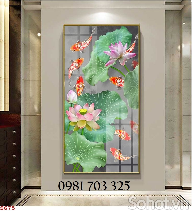 Tranh cá chép 3D, tranh gạch men phong thủy