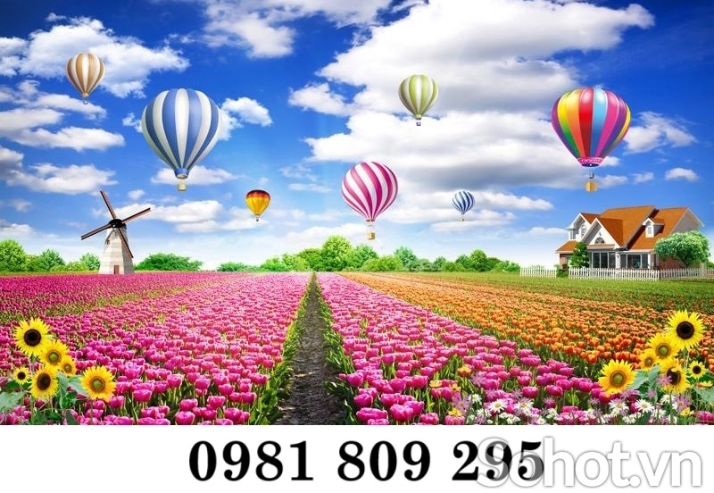 Tranh gạch ốp tường phong cảnh hoa 3d HP7888