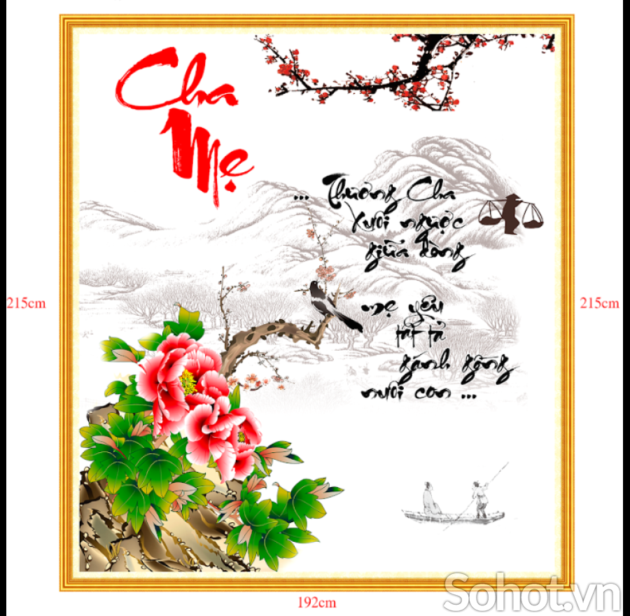 Tranh gạch 3d câu thơ cha mẹ - XCV54
