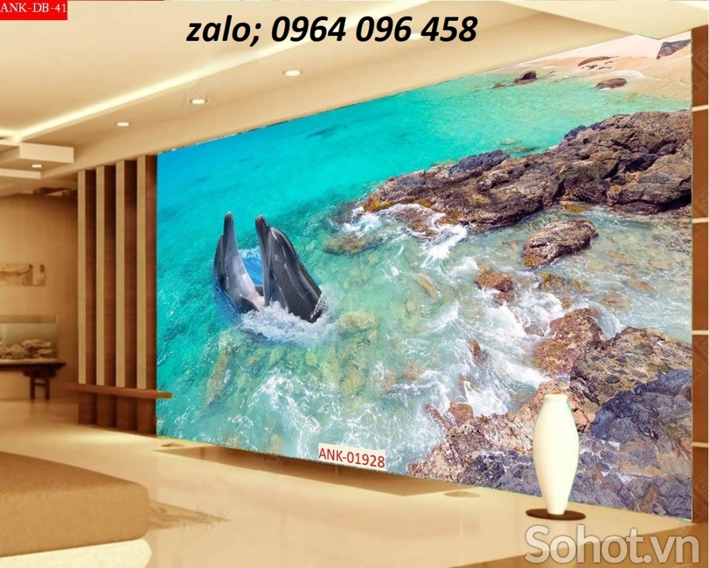 Tranh gạch men 3d cá heo - VCX887