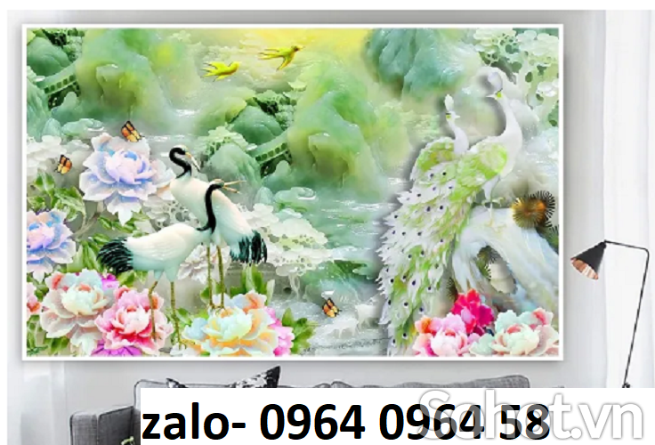 Tranh gạch 3d hoa sứ ngọc - 60CBB