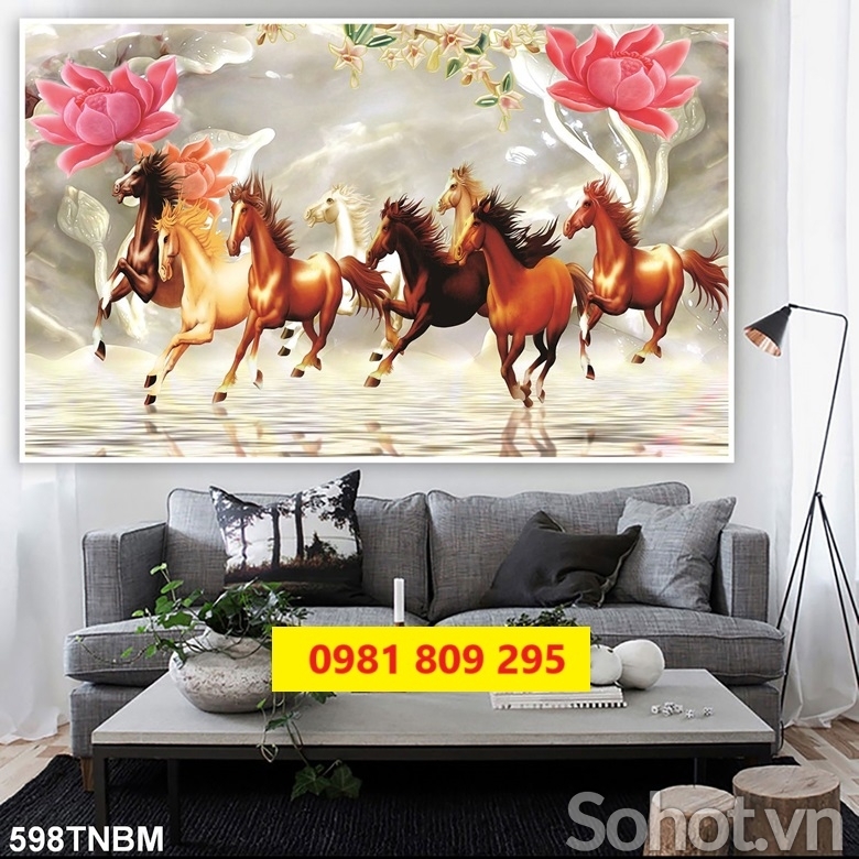Tranh gạch men mã đáo , tranh ngựa 3d ốp tường