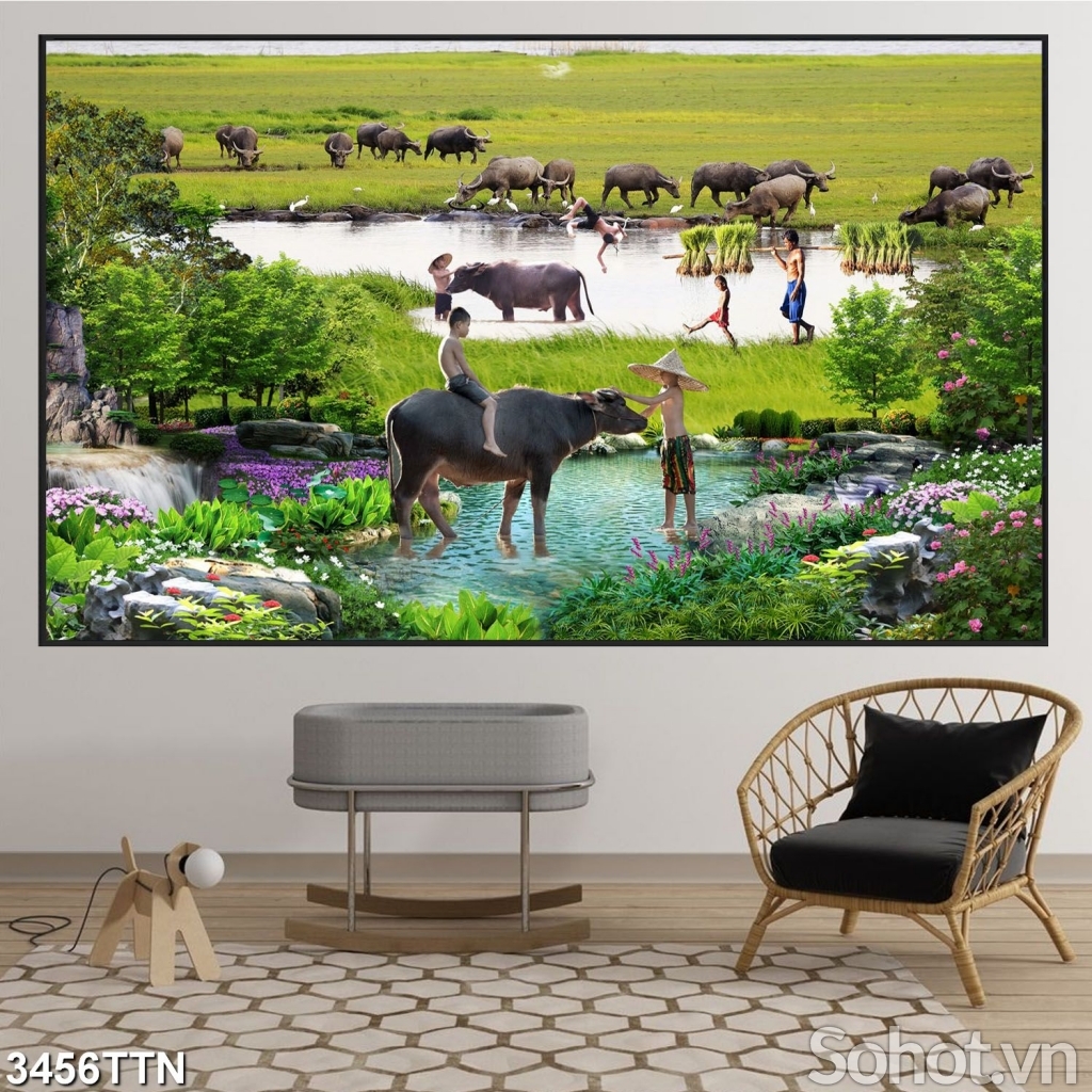 Gạch tranh phong cảnh đồng quê 3d - NCVB93