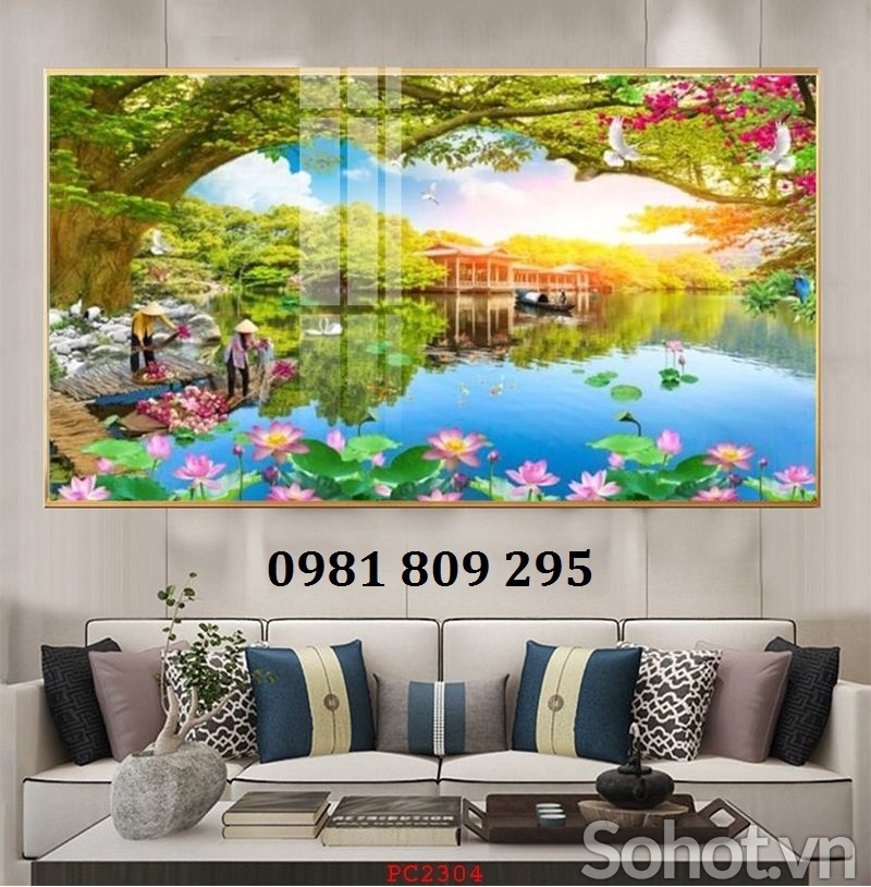 Gạch tranh 3d hồ sen