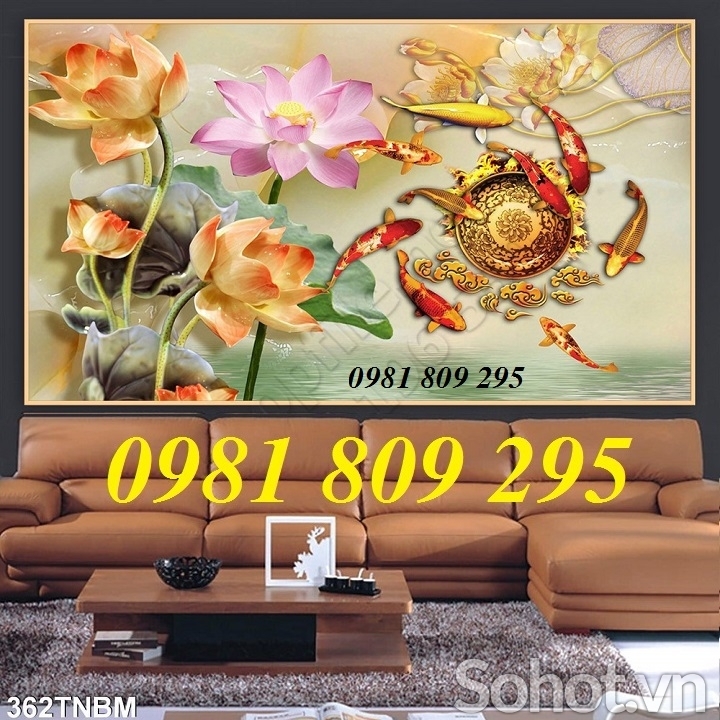 tranh gạch men 3d cá chép phong thủy