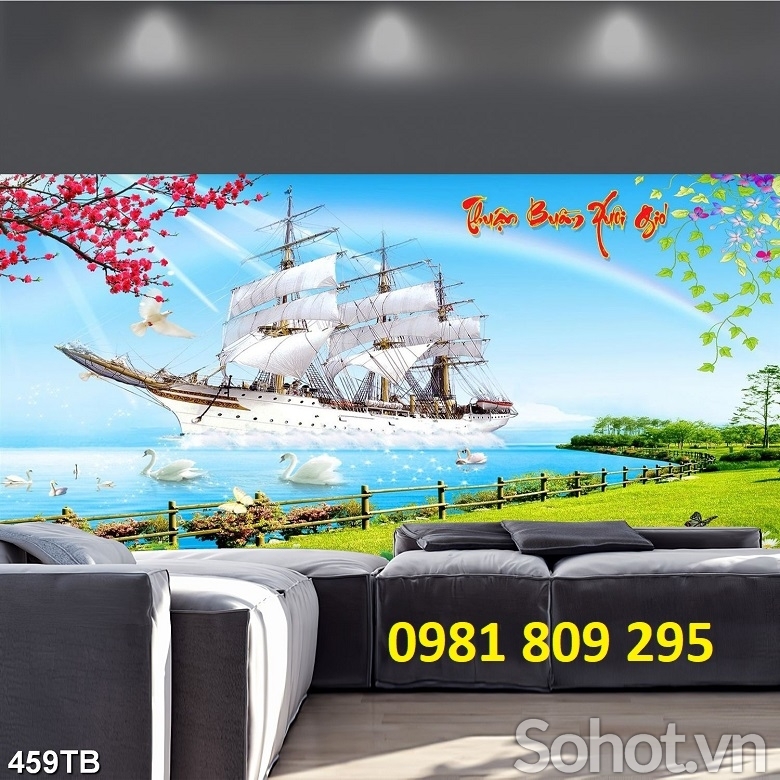 Tranh gạch thuyền trang trí 3d