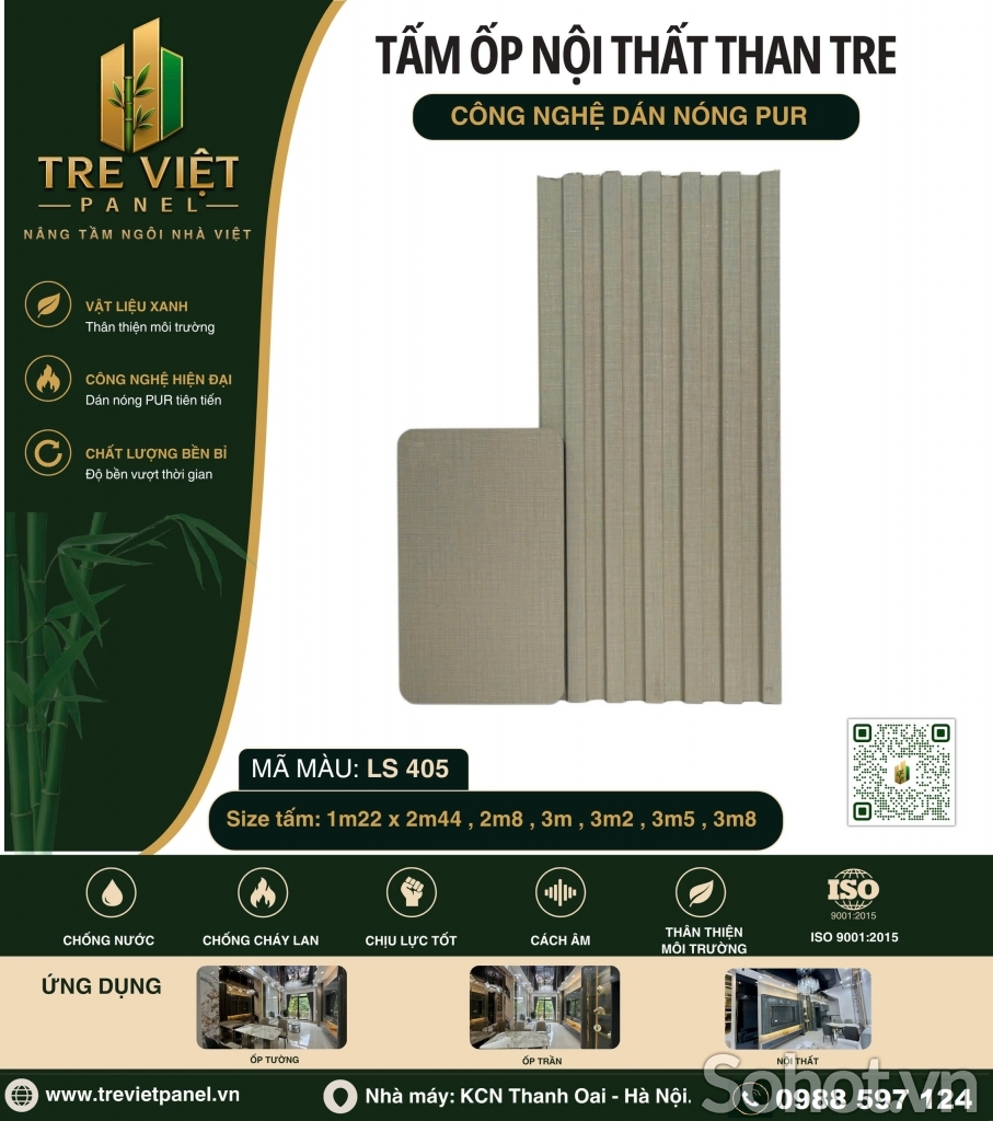 Tấm ốp than tre kèm lam sóng