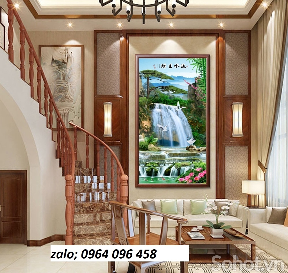 Tranh gạch 3d ốp tường phong cảnh khổ đứng - HJN9