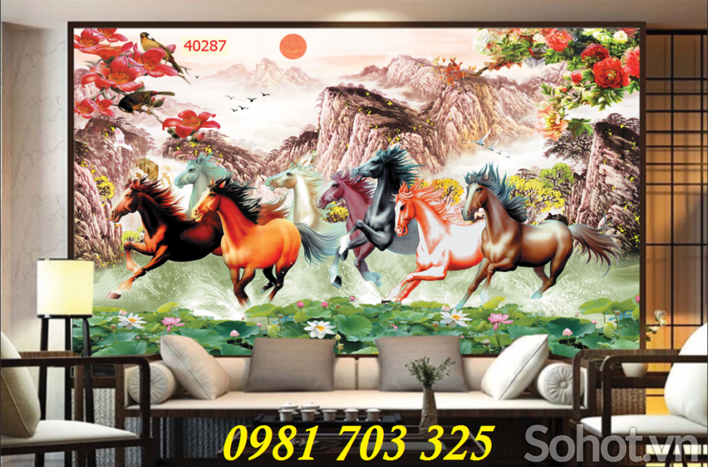 tranh 3D phong thủy,gạch tranh bát mã