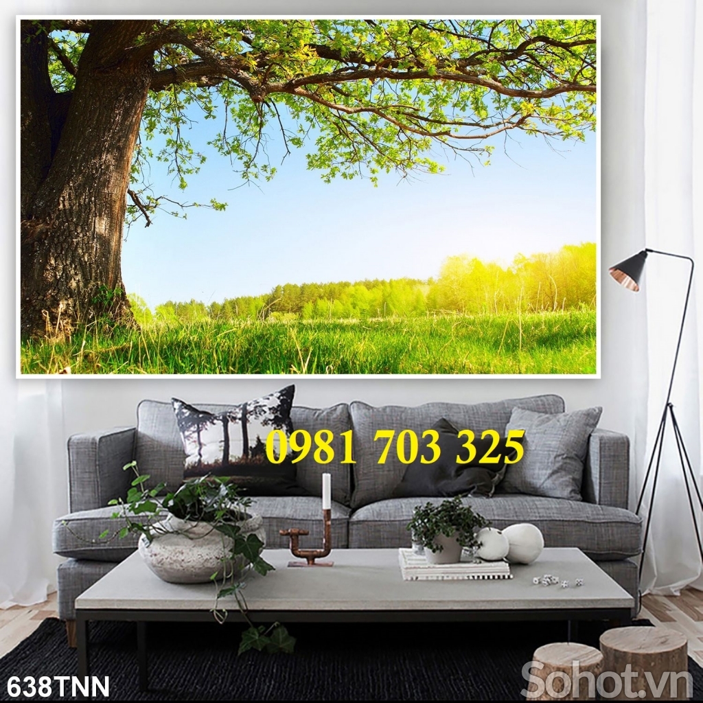 Gạch tranh phòng khách dán tường