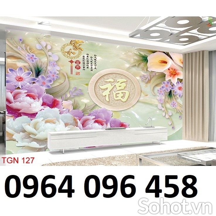 Tranh gạch 3d hoa mẫu đơn - gạch tranh 3d - 986CN