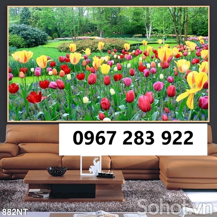 Tranh gạch đẹp vườn hoa phong thủy