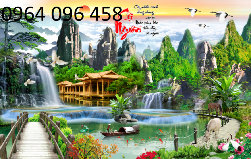 Tranh cảnh đồng quê - tranh gạch 3d đồng quê - 777XM