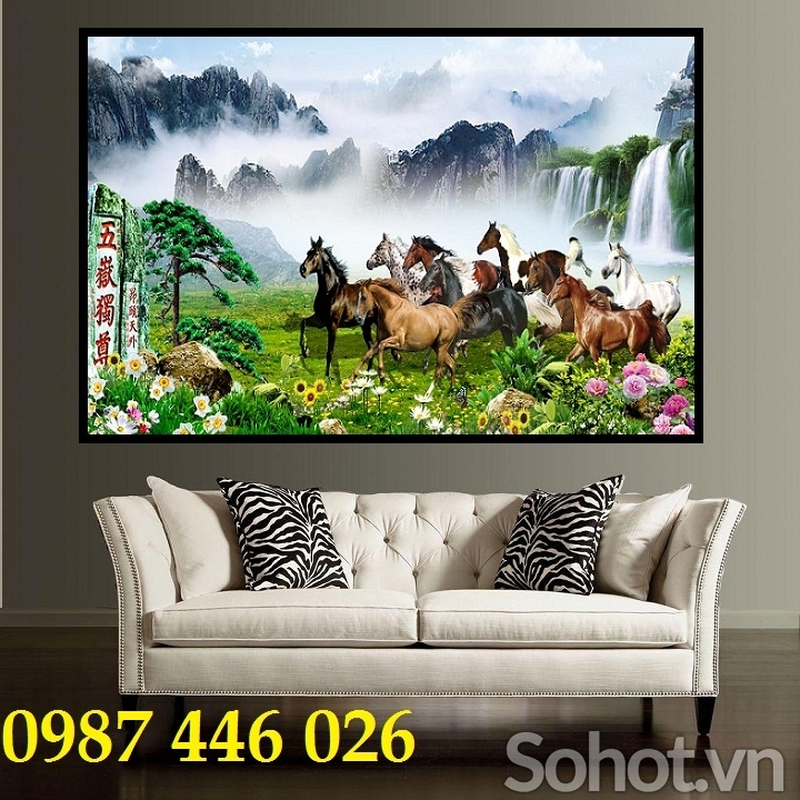 Gạch tranh ngựa, tranh bát mã 3d HP8643