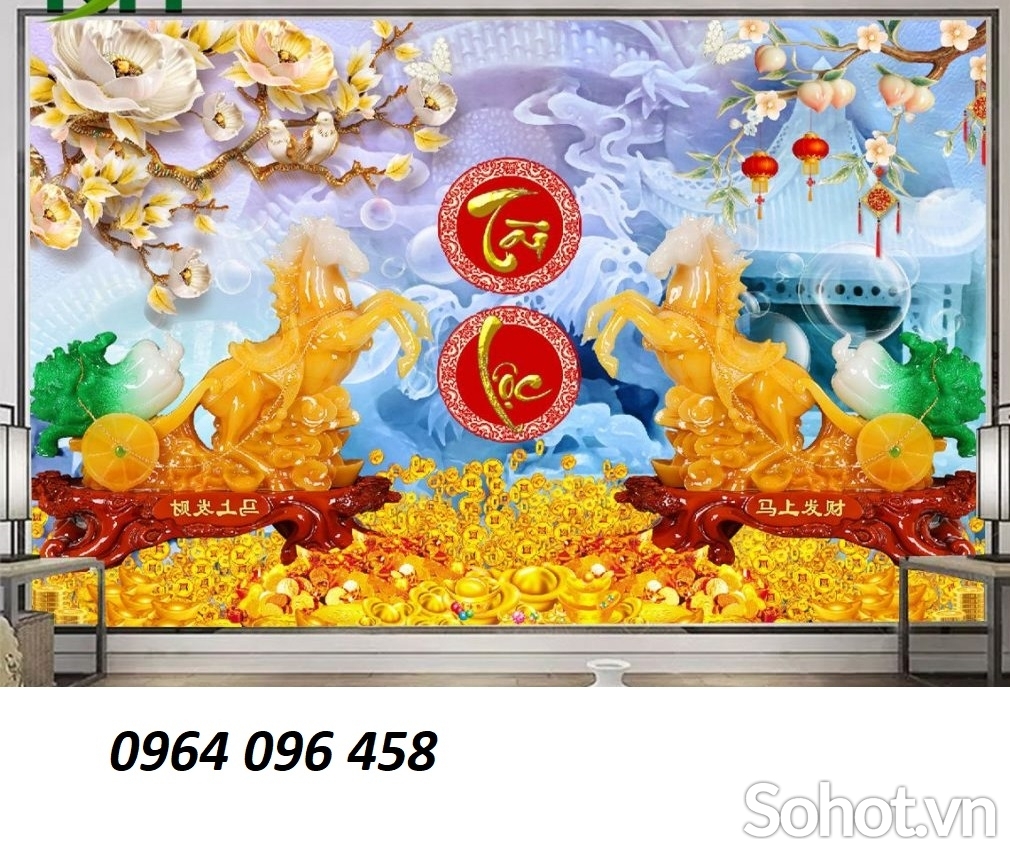 Tranh 3d mã đáo thành công- tranh gạch 3d ốp tường - KDXC54