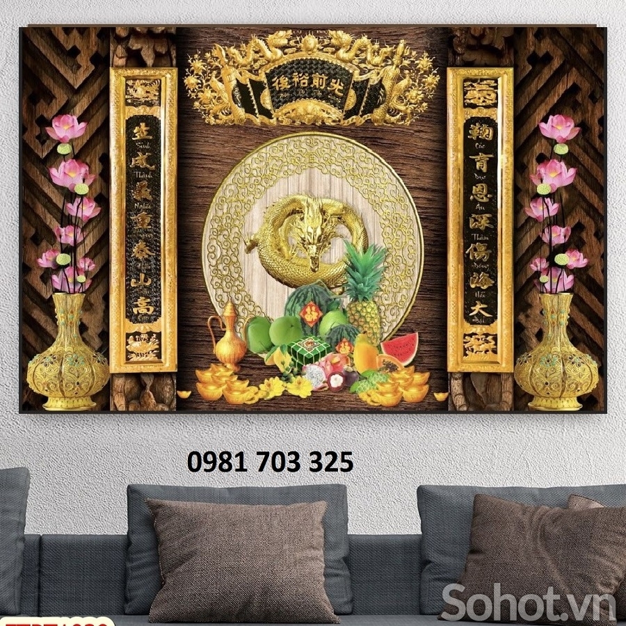 tranh 3D phòng thờ, gạch tranh 3D trang trí