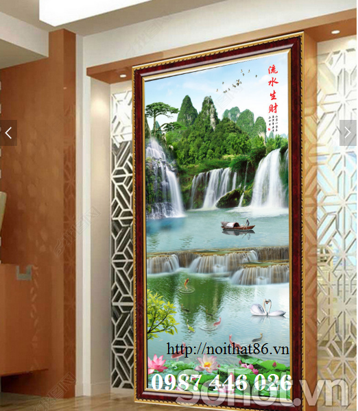 Gạch ốp tường tranh gạch thác nước khổ đứng HP922