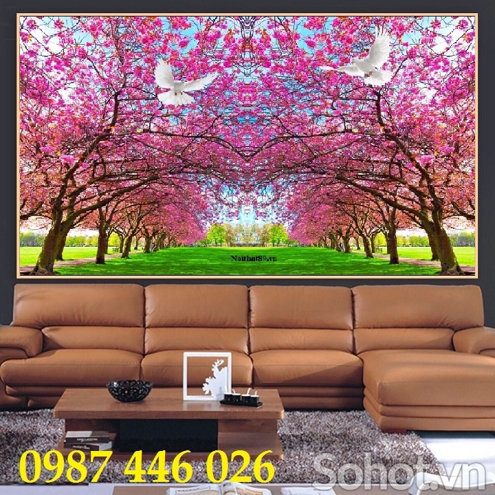 Tranh gạch men hoa đào HP0824