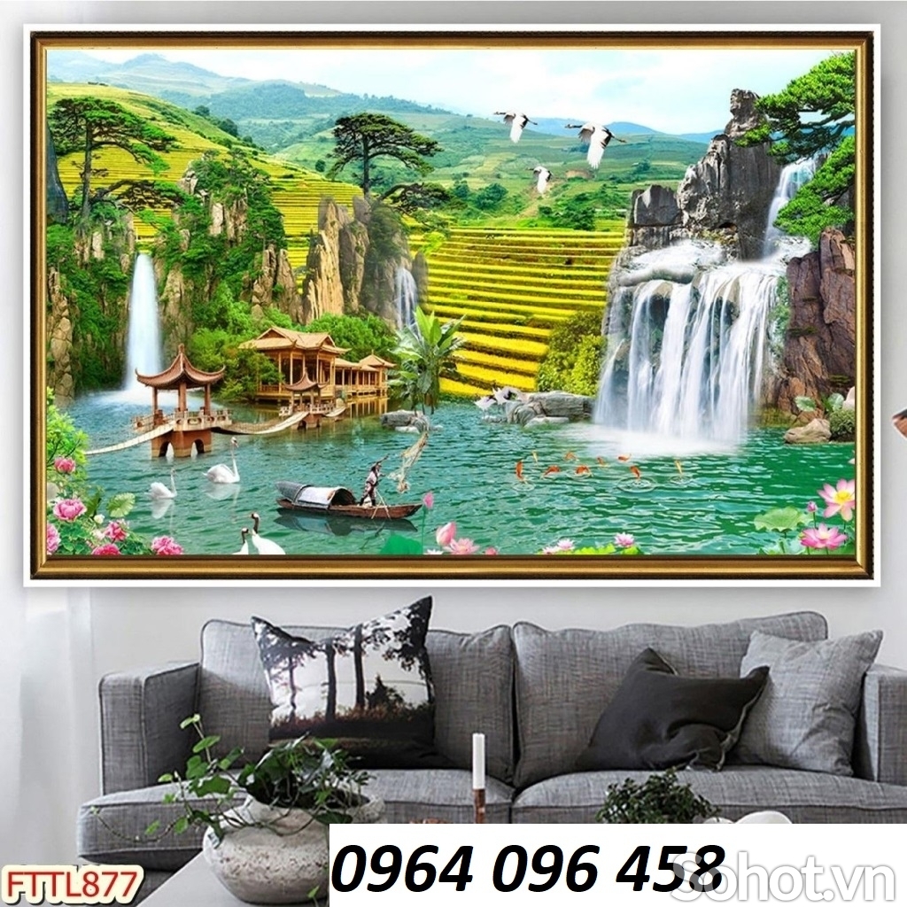Tranh gạch 3d phong thủy rừng cây -XC444